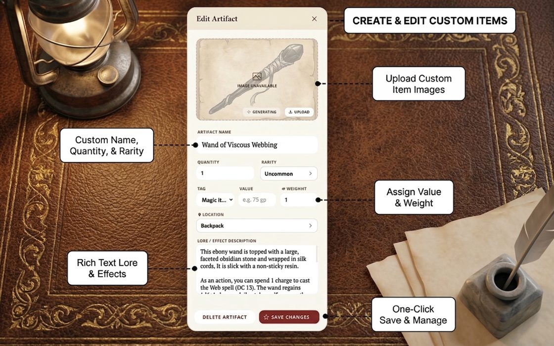Create and edit custom items